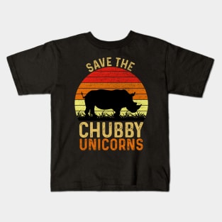 Save The Chubby Unicorns Vintage Funny Rhino Kids T-Shirt